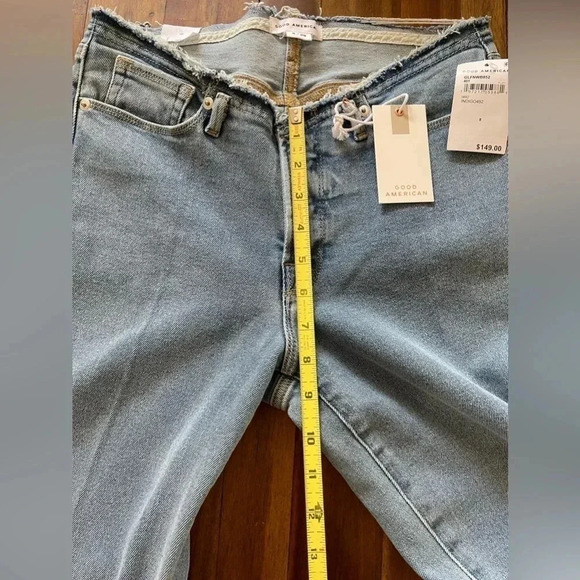 Good American Women's Good Legs Flare Jeans with No Waistband indigo 492 - Picture 8 of 14